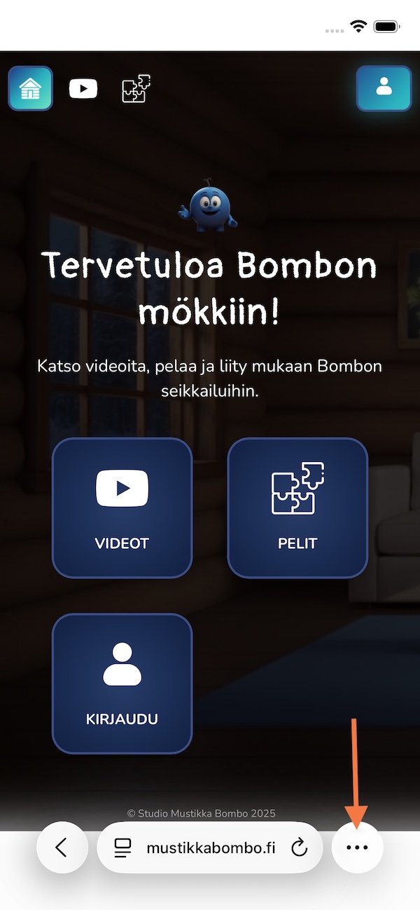 iPhone Safari ja kolme pistettä valikossa