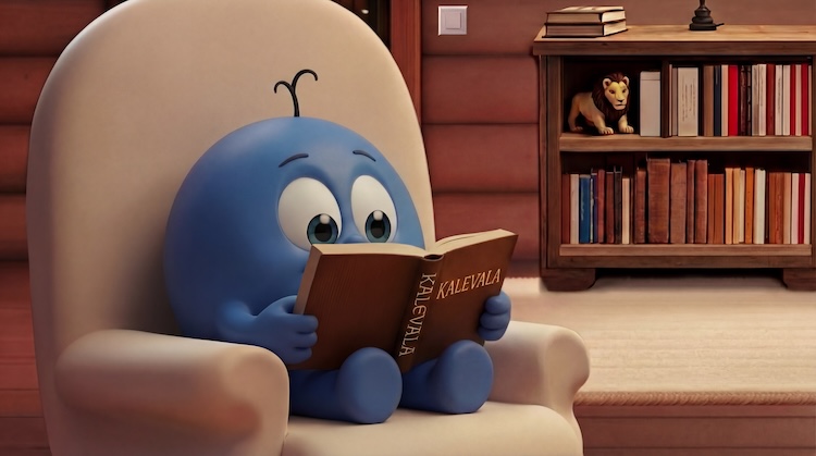 Mustikka Bombo lukemassa kirjaa rauhallisessa hetkessä